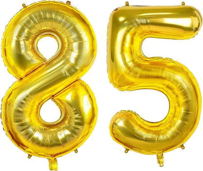 Number 85 Balloons for 85th Birthday Party Decorations, 0-100 Large Gold Helium by Joycard