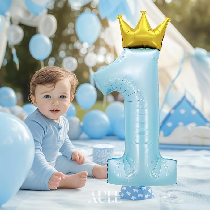 AULE 40 Inch Big Light Blue 1 Balloon Number - Image 4