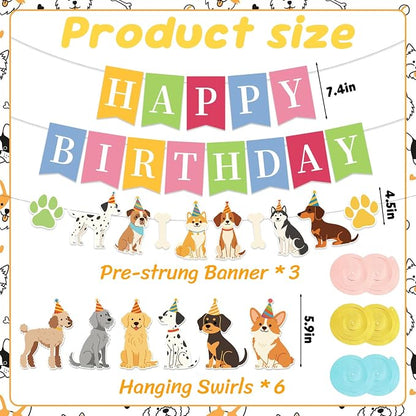 Dog Birthday Banner, Colorful Dog Themed Birthday Party Decorations, Cute - Image 2