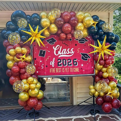 Black Burgundy Gold Balloons Arch Kit, Maroon Black Gold Balloons Arch Garland - Image 5