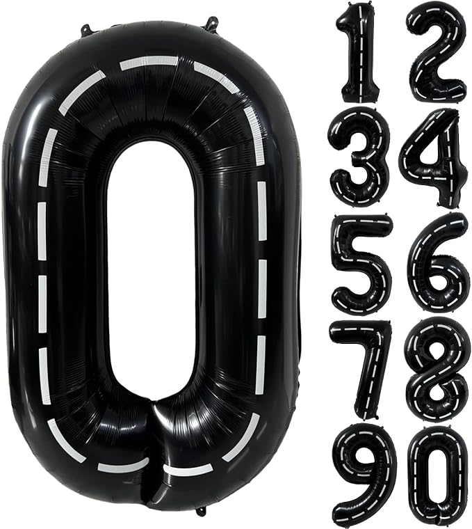 40 Inch Race Car Black Number Balloons Race Car Birthday Party Balloons Large by Yeodong
