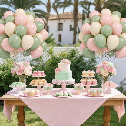 60pcs Pink and Green Balloons 12inch - Image 7