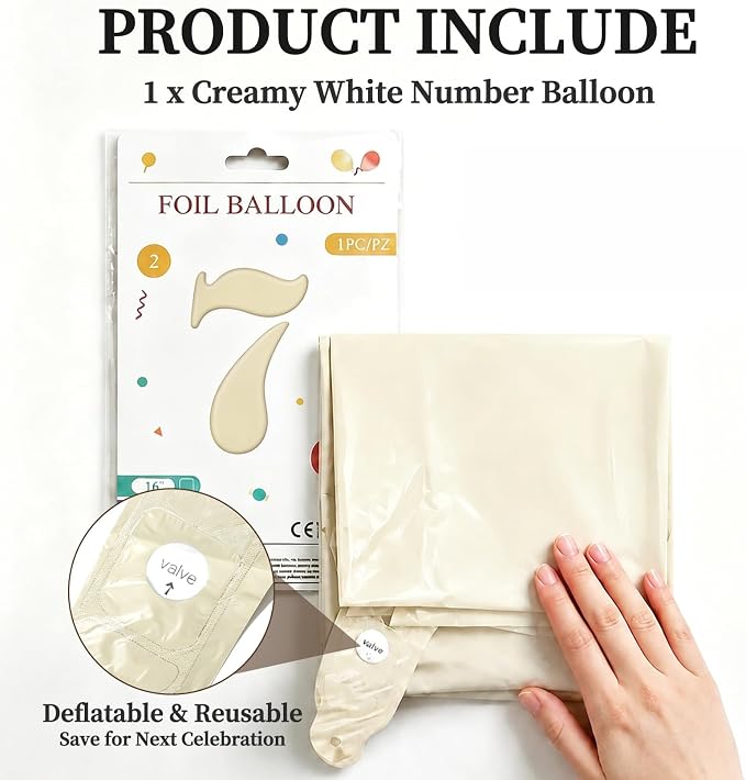 CARGEN 40 Inch Creamy White Number 7 Balloon Boho Neutral Party Decoration | - Image 9