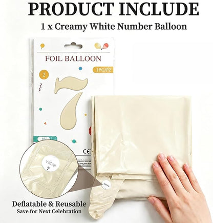 CARGEN 40 Inch Creamy White Number 7 Balloon Boho Neutral Party Decoration | - Image 9