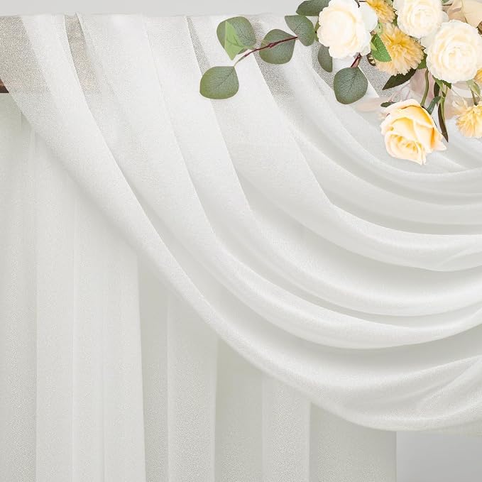 Ivory Wedding Arch Draping Fabric Backdrop Drapes Sheer 6 Panels | 28.7"x20FT - Image 4