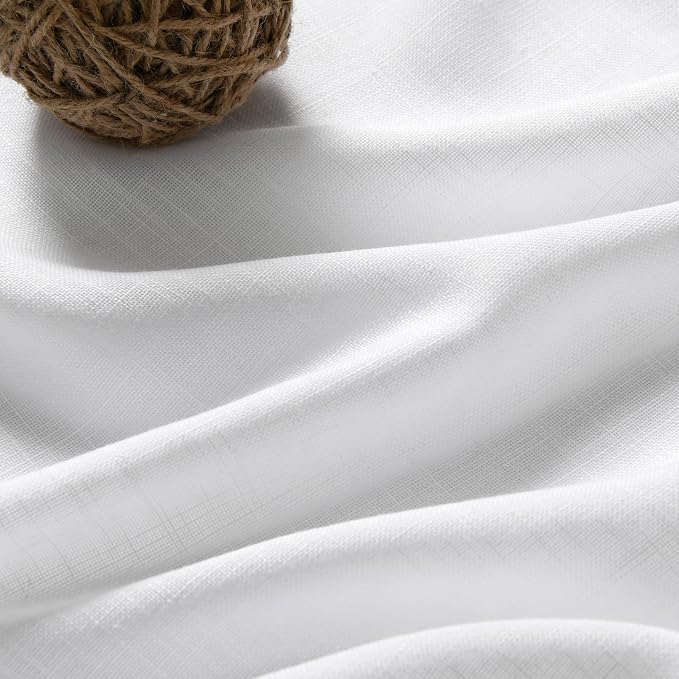 White Linen Curtains for Living Room 119 Inches Long Extra Long Back Tab - Image 6
