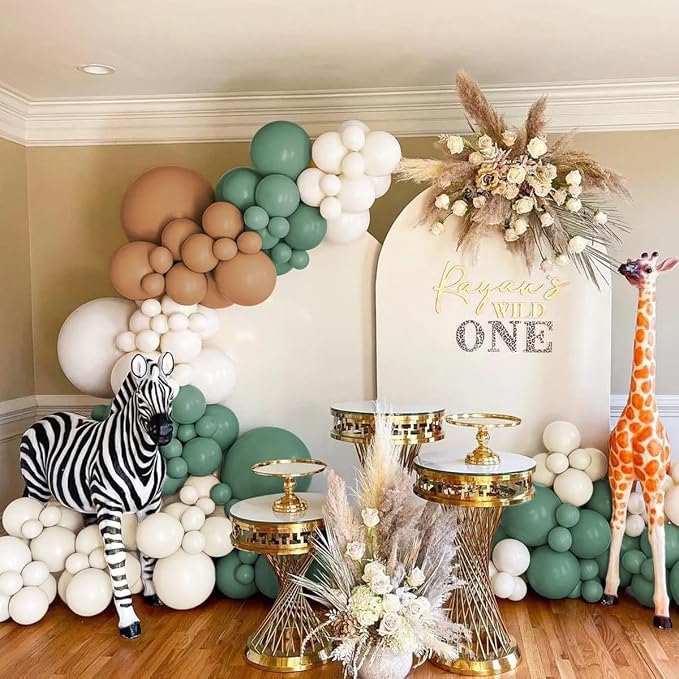 Green White Brown Balloon Garland Arch Kit - Image 5