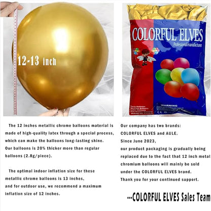 12 Inch 100 Pcs Latex Metallic Chrome Balloons Helium Shiny Thicken Balloons - Image 2