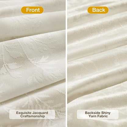 Anmao Beige Semi Sheer Light Filtering Curtains 63 Inches Long 2 Panels - Image 3