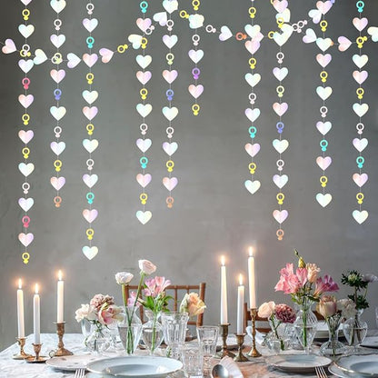 Engagement Bachelorette Party-Decorations Iridescent Heart-Ring Garland - 52Ft - Image 5