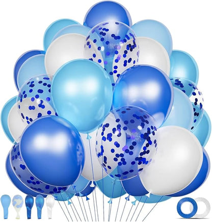 68Pcs Blue and White Balloons Kit 12 Inch, Baby Shower, Graduation Decorations by KUULBELAballoons