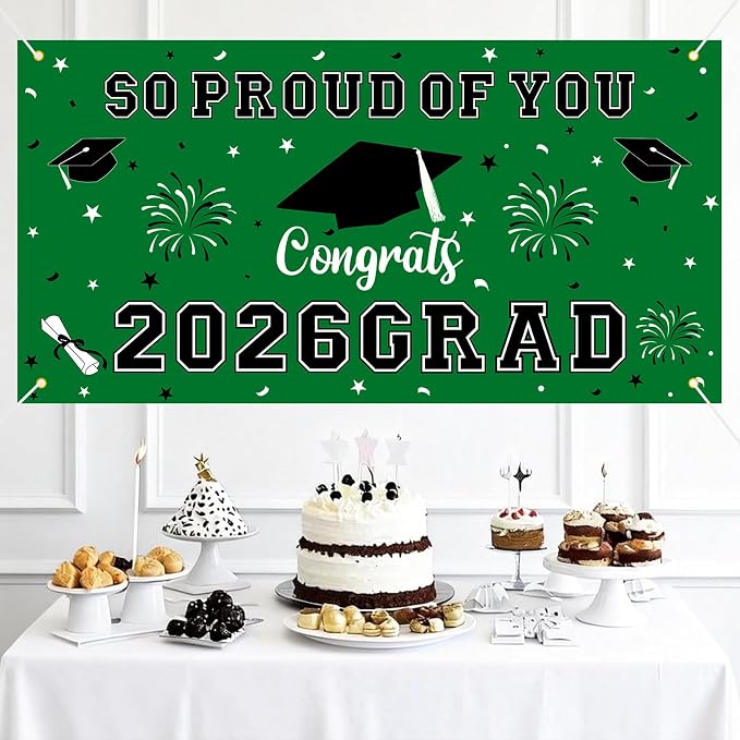 Graduation Decorations 2026 Green Graduation Banner 66.1" x 33.8" Graduation - Image 6