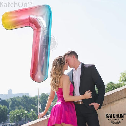 KatchOn Rainbow Number 7 Balloon 40 Inch | 7th Birthday Balloon - Image 9