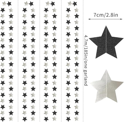 Black-Silver Birthday Graduation Party-Decorations Garland - 62ft Glitter - Image 2