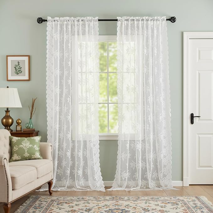 Kotile Extra Long Ivory Lace Curains by Kotile+Curtains