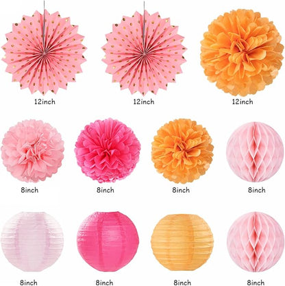 Hot-Pink Orange Fall Birthday Party-Decorations - Image 2