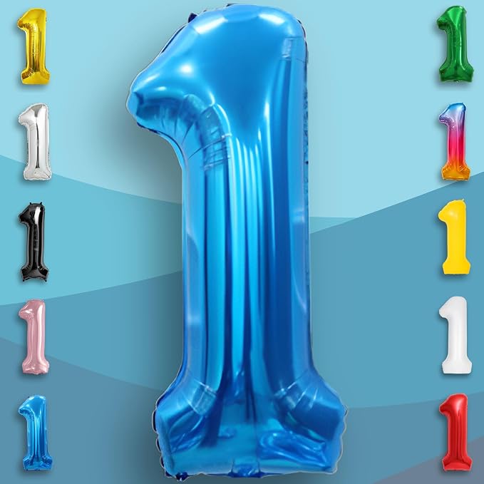Blue Number Balloon 1 Mylar Foil Balloons 40 inch - Image 4