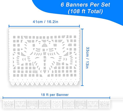 White Papel Picado Banner - Image 3