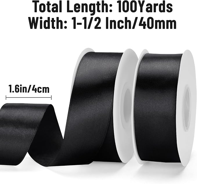 KINGLAKE Black Satin Ribbon - Image 2