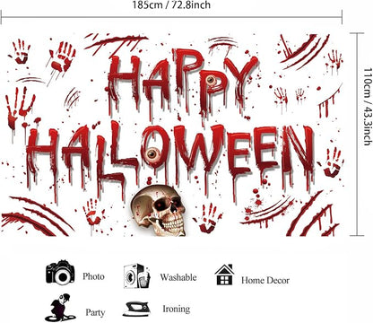 Red Happy Halloween Backdrop Banner Photography Background - Image 2