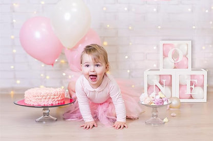 Baby Girl First Birthday Party Decorations 'ONE' Letters Individual Three White - Image 2