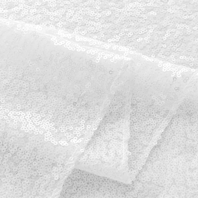 Sugargirl White Sequin Backdrop Curtain 8FTx8FT Glitter White Background Drapes - Image 7