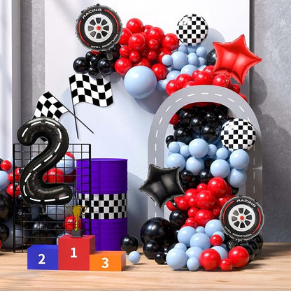 Race Car Balloons, 40 Inch Racetrack Number 2 Balloon, Big Number Balloons Black - Image 4