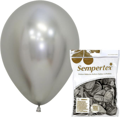 Sempertex Reflex Silver Balloons, 11 Inch, vibrant color, by Sempertex