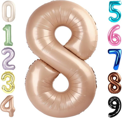 8 Balloon Number 40 Inch Light Brown Balloons by Mluchee