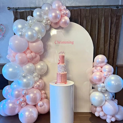 Double Stuffed Pearl White and Pink Balloons - Image 7