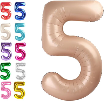 Light Brown Number 5 Balloon 40 inch, Light Brown Birthday Party Decorations | by Upgesy