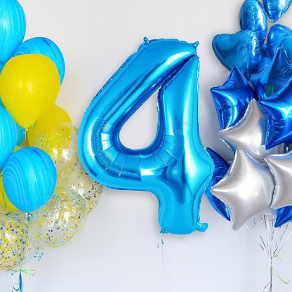 Blue Number 4 Balloon 40 Inch, Big Large Foil Helium Number Balloons, Jumbo - Image 2