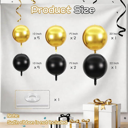 Black Gold Round Foil Balloons - Image 2