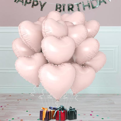 Pink Heart Ballloons, 18 Inch Pastel Pink Foil Love Heart Shaped Balloons 12Pcs - Image 6