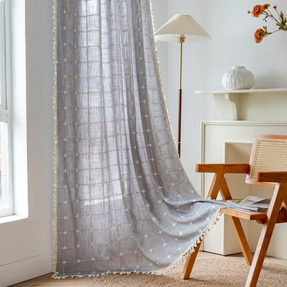 Sutuo Home Boho Curtains for Kitchen Nursery Room 63 Inches Long, Checkered by SutuoHome