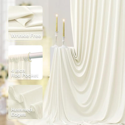 30ftx12ft Wrinkle Free Ivory Backdrop Curtains - Image 3