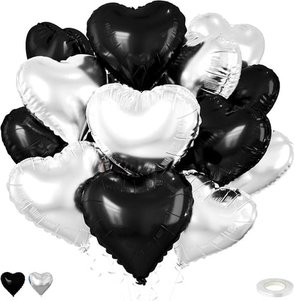 Black Silver Heart Balloons by FEYG