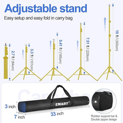 EMART Backdrop Stand 10x10ft Photo Studio Adjustable Background Stand Support - Image 3