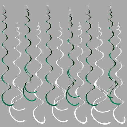 36 Pcs Green White Hanging Swirl Decorations Felt Swirl Streamer Spiral Ceiling by pinkblume