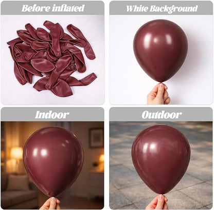Voircoloria 110pcs Burgundy Maroon Latex Party Balloons, 12inch | - Image 3