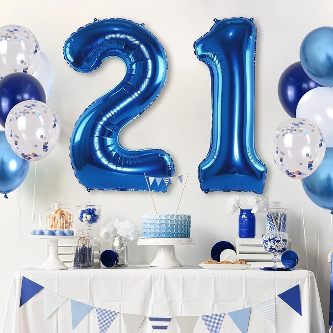 Foil Number Balloons 21, Self Inflating Big 21 Balloon Number - Image 5