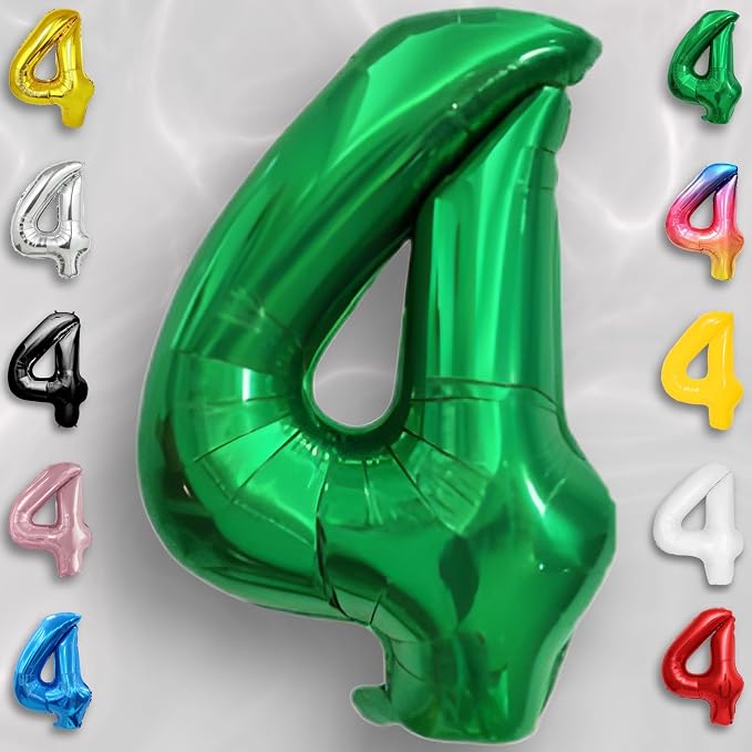 Green Number Balloon 4 Mylar Foil Balloons 16 inch - Image 2