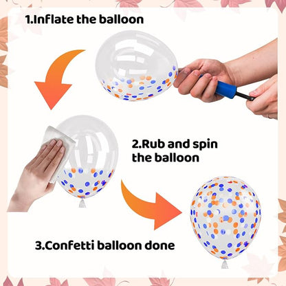 Fall Balloons, 12 Inch Pastel Orange Dusty Blue and White Balloons - Image 4