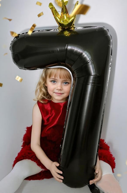 Black Number 4 Balloon with Crown, 40 inch Black Number Balloon 4th Birthday - Image 6