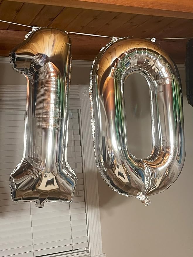 Number Balloons 10 Balloon 40 inch Silver - Image 4