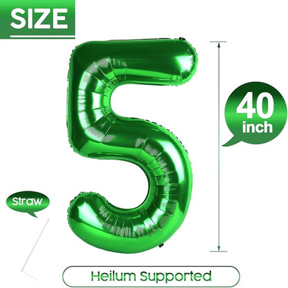 5 Balloon - Green Birthday Number Balloons, 40 Inch Decorations Men Women | - Image 5