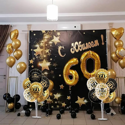 TONIFUL 4 Set 50th Birthday Decor Printed 1976 Black Gold Balloon Stand | - Image 4