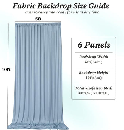 30 ft x 10 ft Wrinkle Free Dusty Blue Backdrop Curtain - Image 7