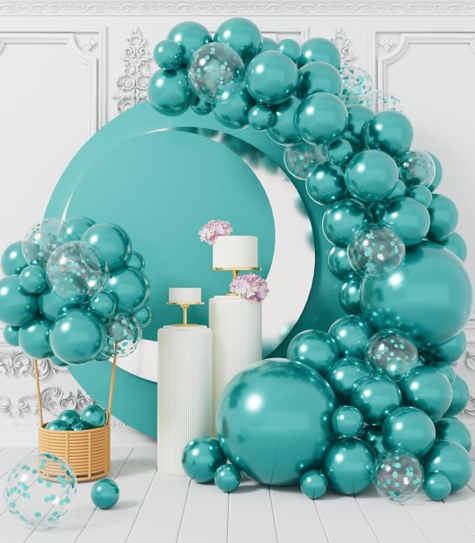 AULE 100Pcs Metallic Green Balloons 18/12/10/5 Inch Different Sizes | Teal by AULE