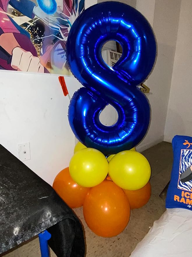 8 Balloon Numbers Party Decorations, 40In Dark Blue Balloons - Image 3